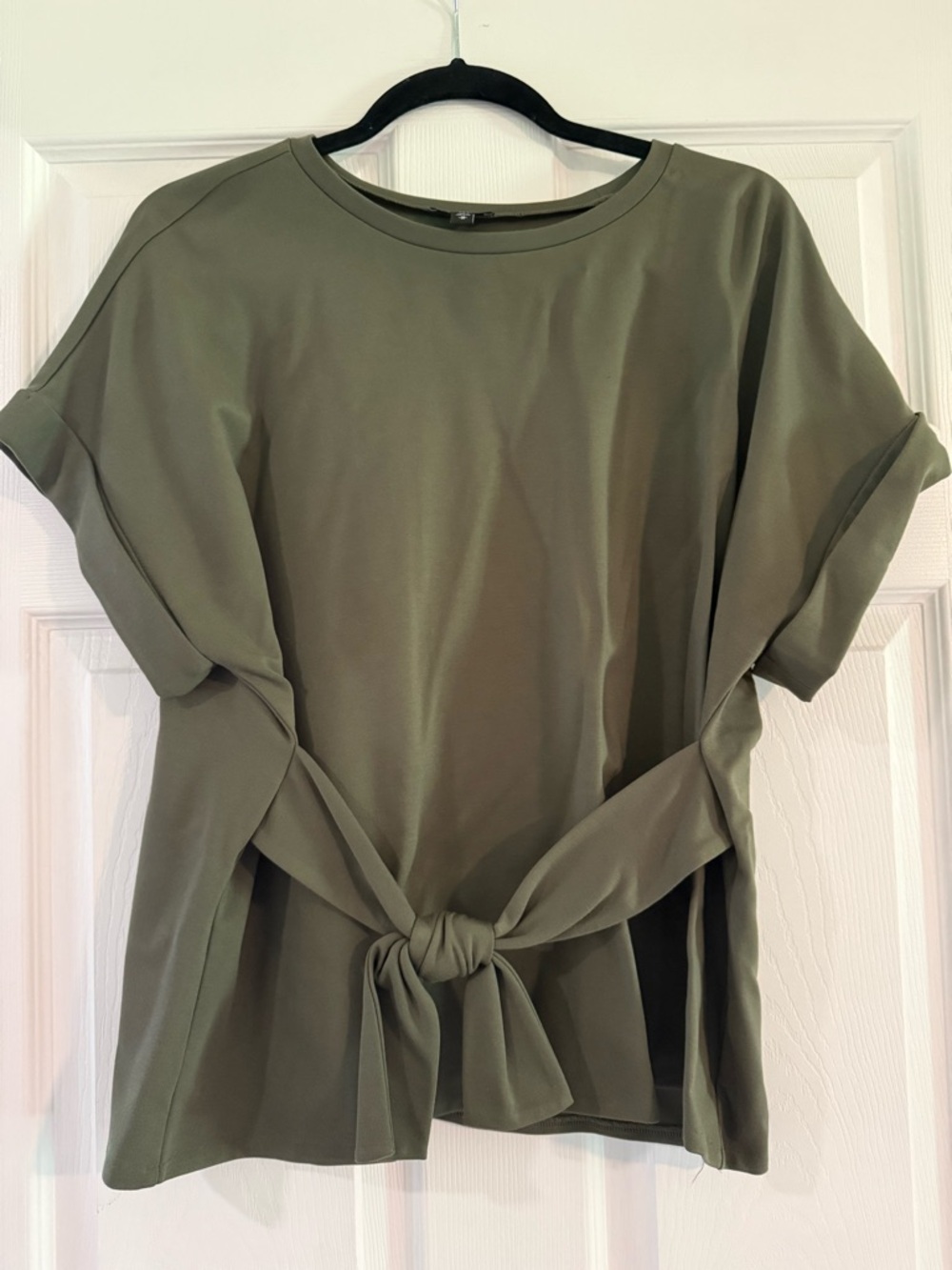 Express Olive Tie-Front Short Sleeve Top - Women